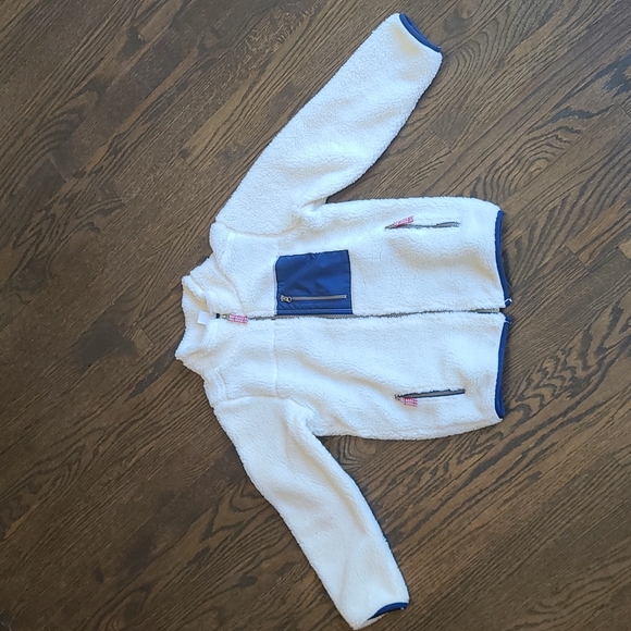 Carter's lined off white/navy fleece jacket, size 8 - Picture 2 of 11